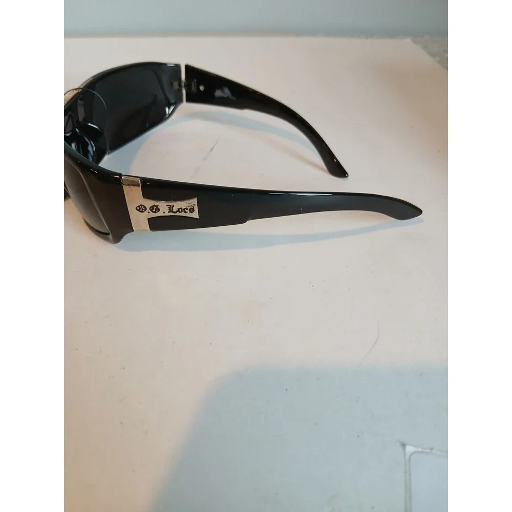LOCS Rectangular OG Gangster Cholo BLACK Sunglasses Biker Shades Hardcore